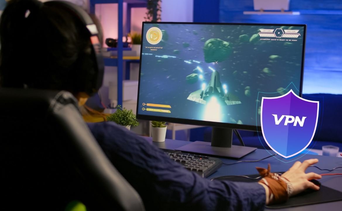 Professional gaming setup with VPN protection