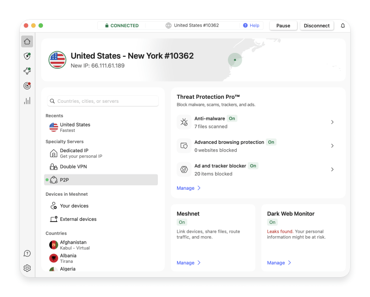 NordVPN App Interface