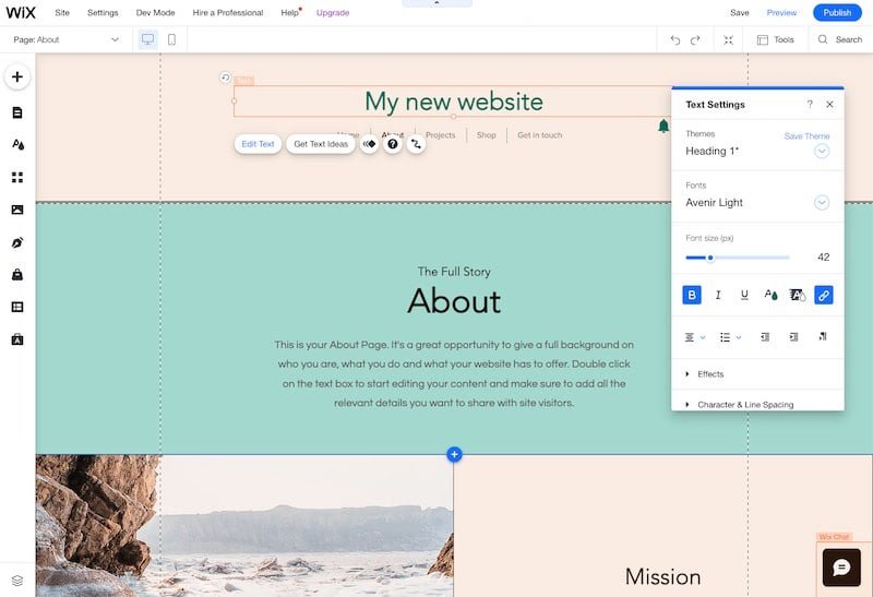 Wix Editor Interface